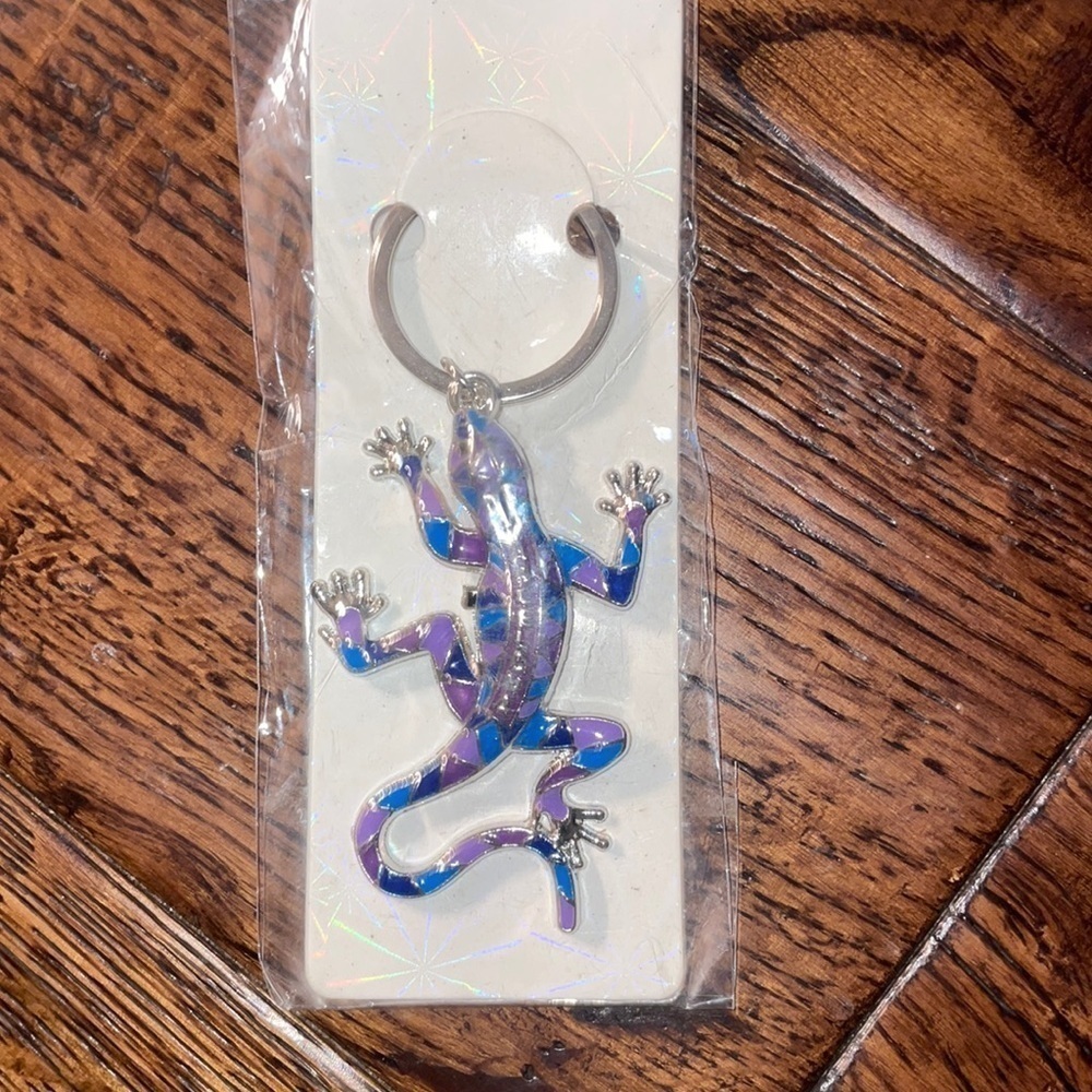 Barcelona Purple Lizard Souvenir Keychain